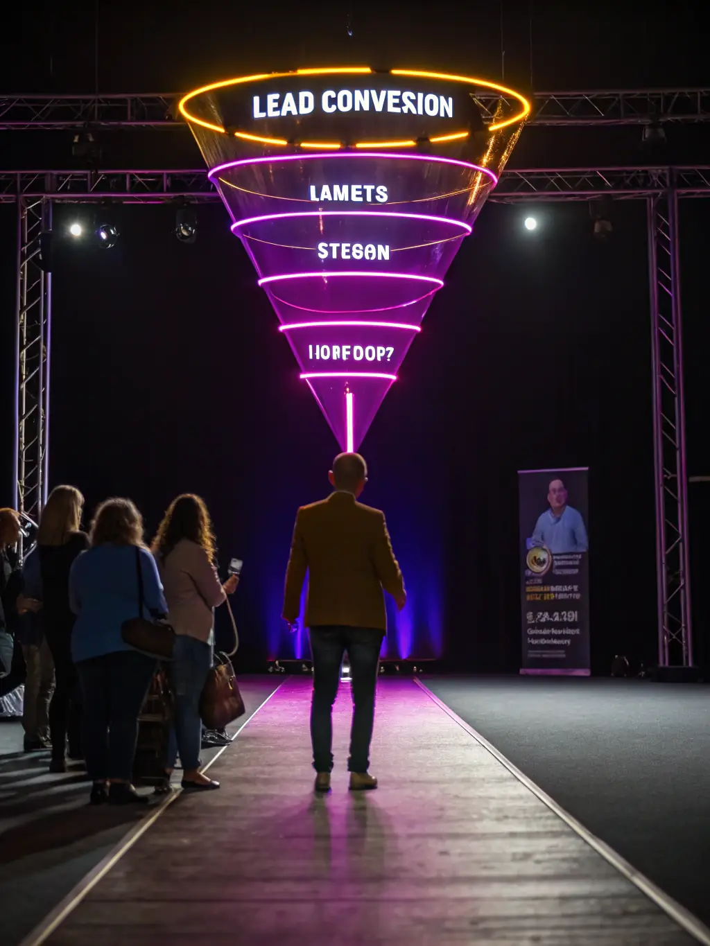 A dynamic visual of a marketing funnel, illustrating the process of attracting, engaging, and converting leads into customers, with data points highlighting increased conversion rates.